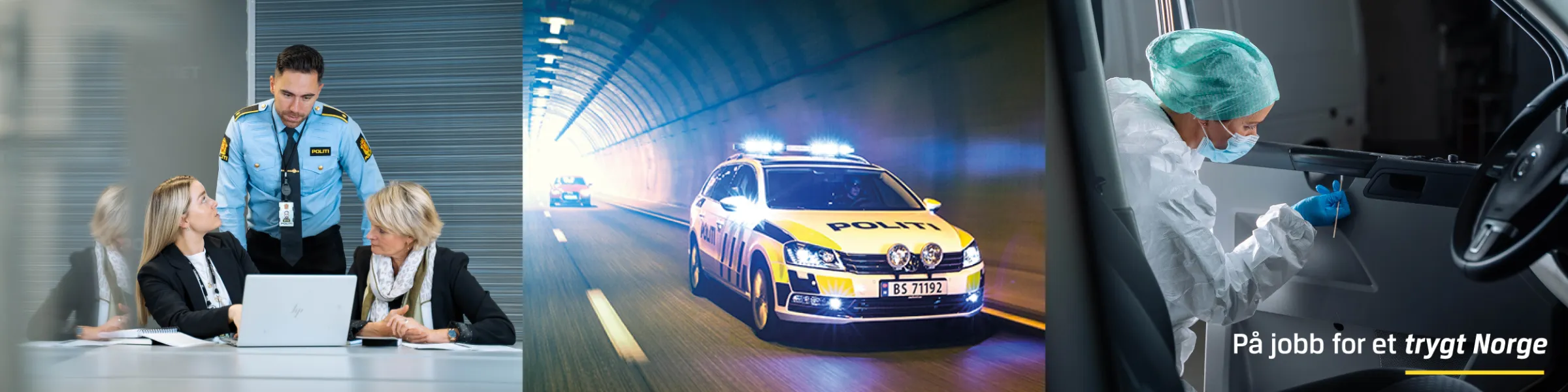 Collage med bilder fra politiets hverdag